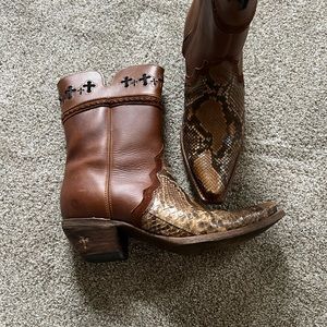 Ladies S 8.5 Sahara Sand Cross Python short boots. Bought from Shepler’s.